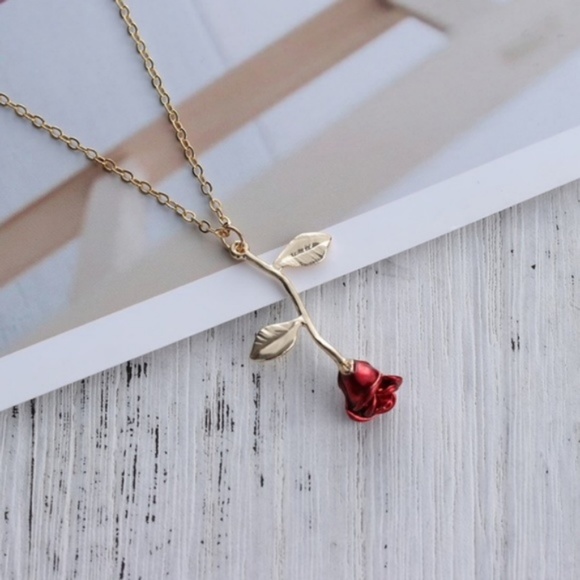 Damon Sky Jewelry - Red Rose Pendant Necklace